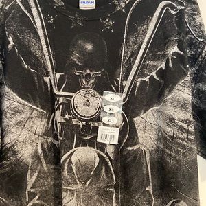 Mens Miami Ink skeleton & chopper black T-shirt XL oversize nwt